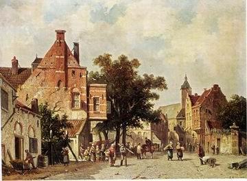 unknow artist European city landscape, street landsacpe, construction, frontstore, building and architecture. 117